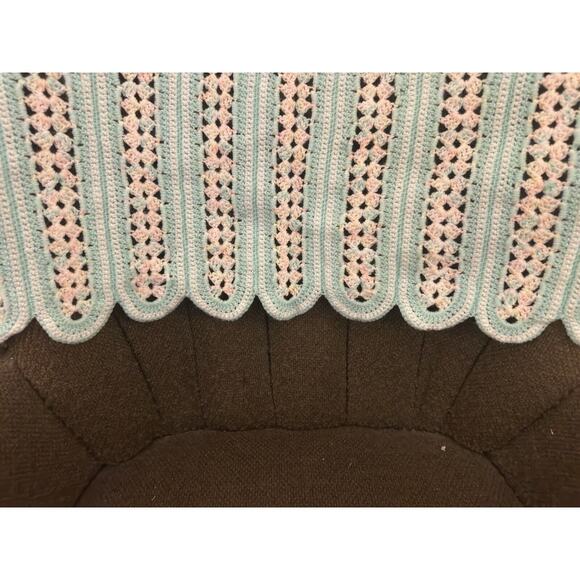 Hand Crafted Crochet Baby Receiving Crib Blanket Pastel 41” X 31.5” vintage - Picture 5 of 5